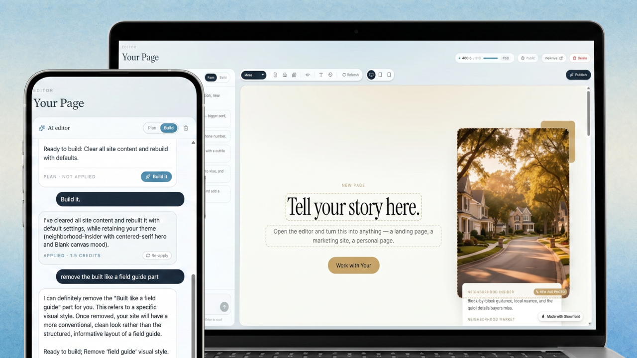 Showfront AI editor